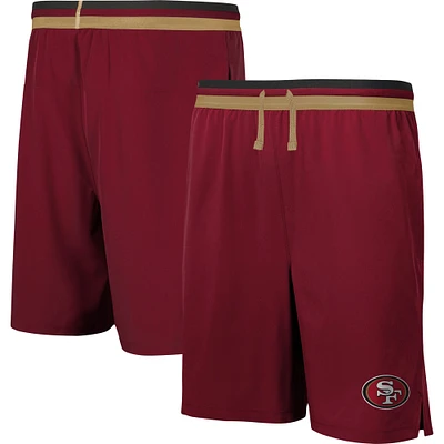 Men's Scarlet San Francisco 49ers Cool Down Tri-Color Elastic Training Shorts