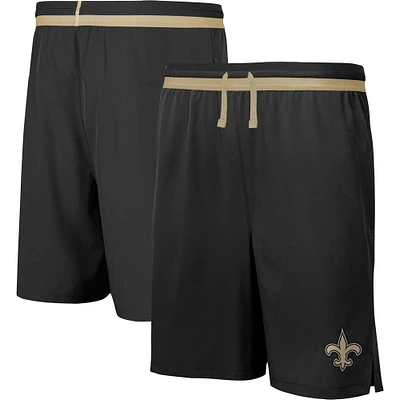 Men's Black New Orleans Saints Cool Down Tri-Color Elastic Training Shorts