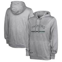 Men's Heather Gray Green Bay Packers Grid Drill Streak Fleece Pullover Hoodie