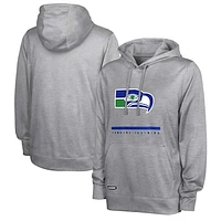 Men's Heather Gray Seattle Seahawks Grid Drill Streak Fleece Pullover Hoodie