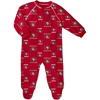 Infant Scarlet San Francisco 49ers Allover Print Raglan Full-Zip Sleeper