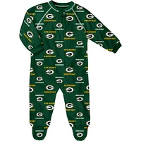 Infant Green Bay Packers Allover Print Raglan Full-Zip Sleeper