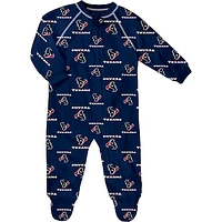 Infant Navy Houston Texans Allover Print Raglan Full-Zip Sleeper