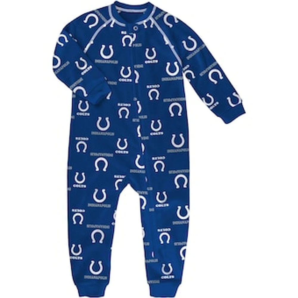 Toddler Royal Indianapolis Colts Allover Print Raglan Full-Zip Jumper