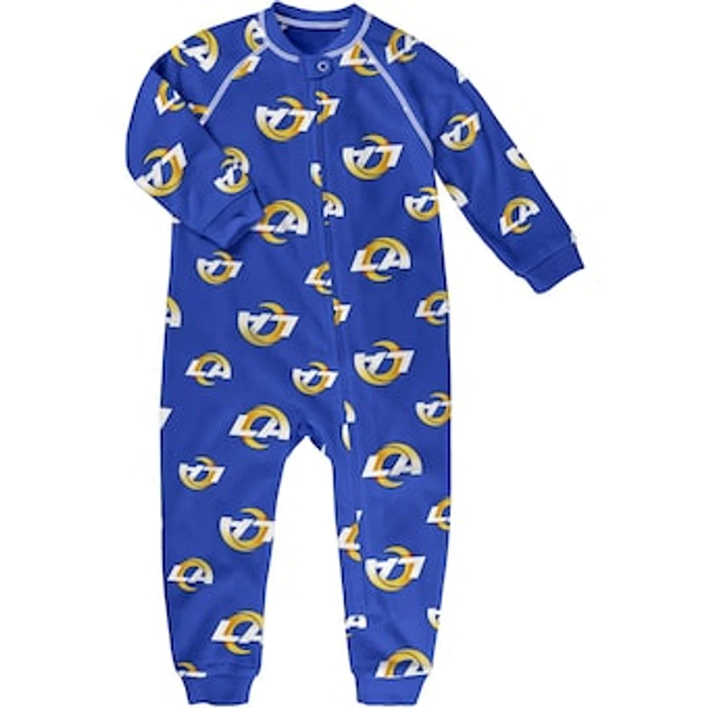 Toddler Royal Los Angeles Rams Allover Print Raglan Full-Zip Jumper