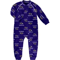 Toddler Purple Baltimore Ravens Allover Print Raglan Full-Zip Jumper