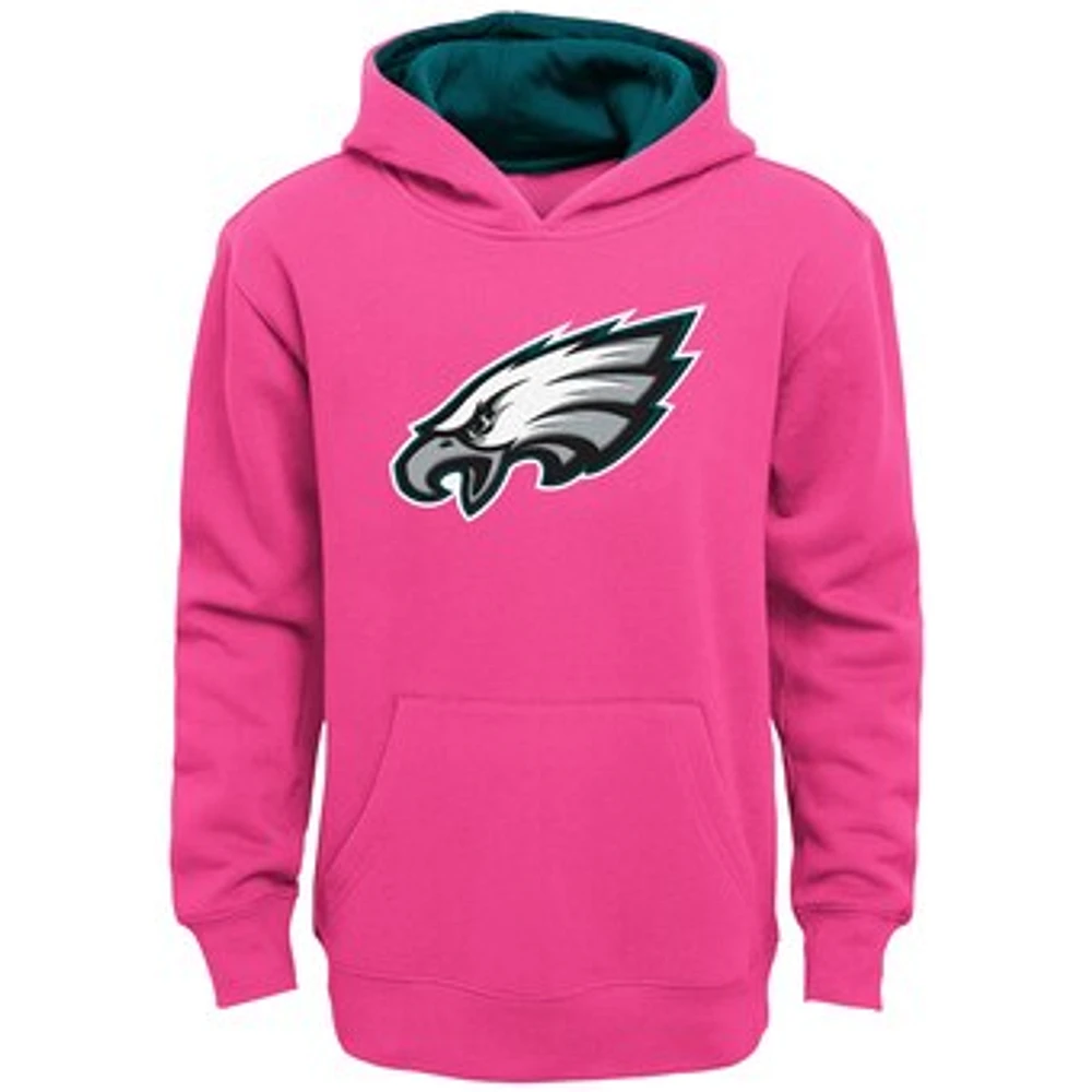 Girls Youth Pink Philadelphia Eagles Prime Pullover Hoodie