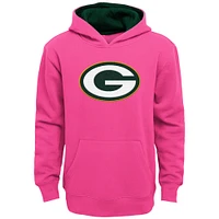 Girls Youth Pink Green Bay Packers Prime Pullover Hoodie