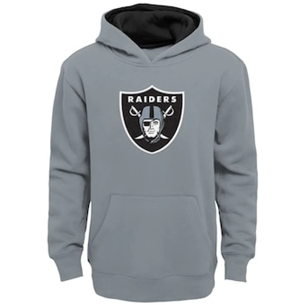 Youth Silver Las Vegas Raiders Prime Pullover Hoodie