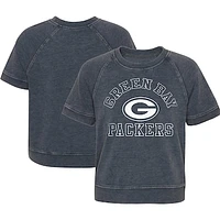 Girls Juniors Heather Charcoal Green Bay Packers Cheer Squad Raglan T-Shirt