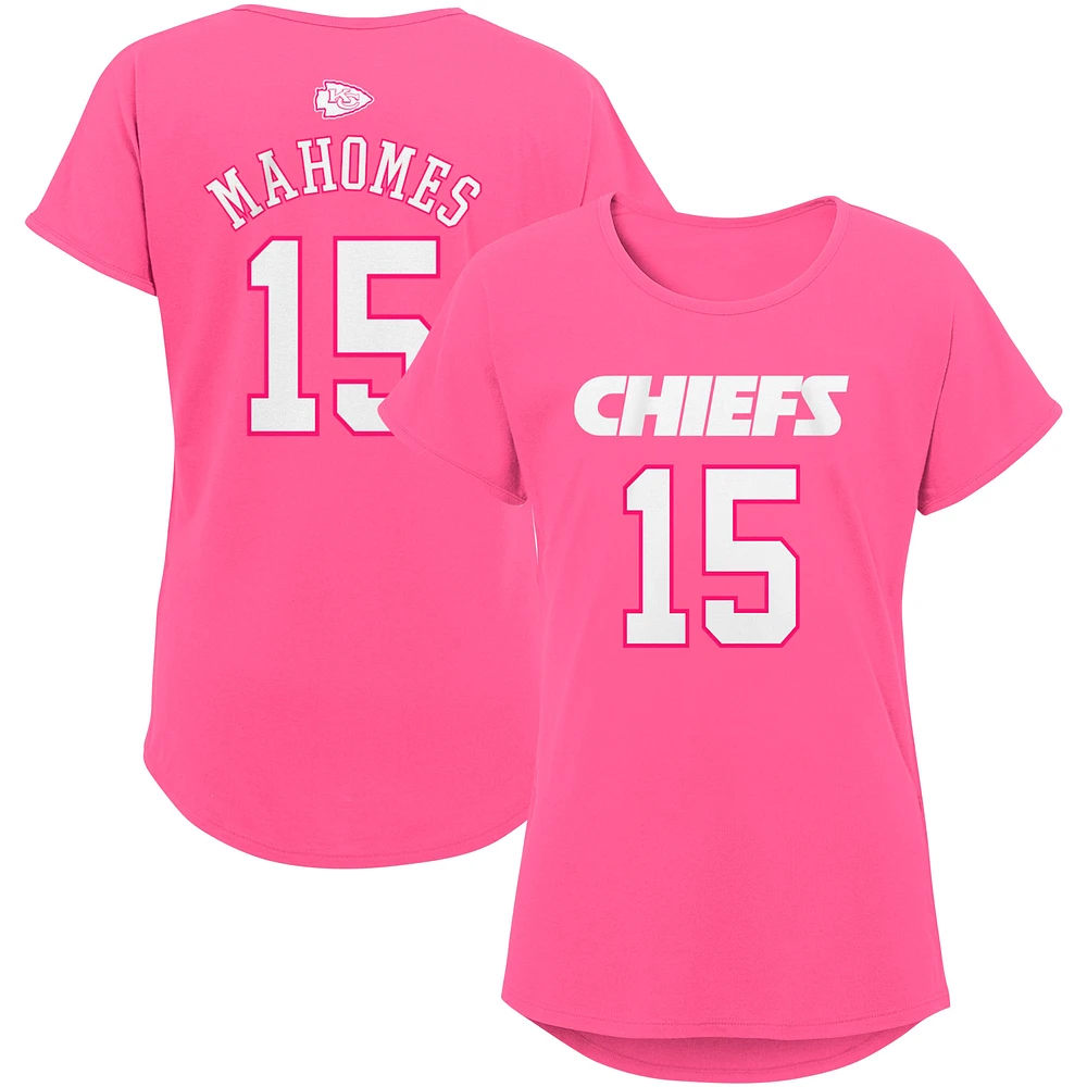 Girls Youth Patrick Mahomes Pink Kansas City Chiefs Player Name & Number T-Shirt