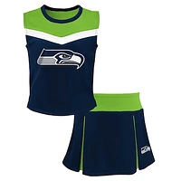 Girls Youth Navy Seattle Seahawks Spirit Two-Piece Cheerleader Set