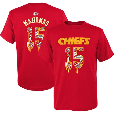 Youth Patrick Mahomes Red Kansas City Chiefs Mainliner Drip Player Name & Number T-Shirt