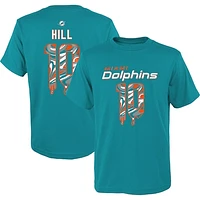 Youth Tyreek Hill Aqua Miami Dolphins Mainliner Drip Player Name & Number T-Shirt