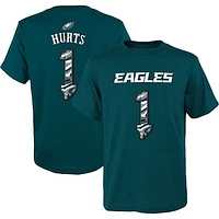 Youth Jalen Hurts Green Philadelphia Eagles Mainliner Drip Player Name & Number T-Shirt