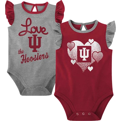 Girls Newborn & Infant Crimson/Gray Indiana Hoosiers Spread the Love 2-Pack Bodysuit Set