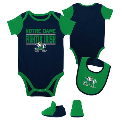 Newborn & Infant Navy Notre Dame Fighting Irish Home Field Advantage Three-Piece Bodysuit, Bib Booties Set