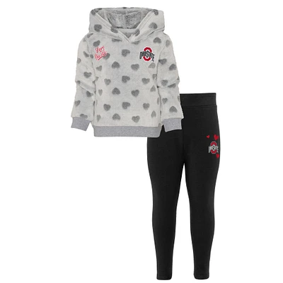 Girls Preschool Gray/Black Ohio State Buckeyes Heart to Heart Hoodie & Leggings Set