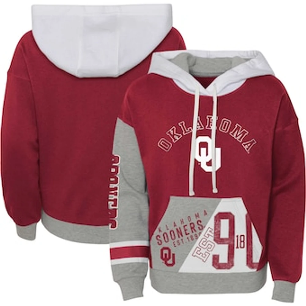 Girls Youth Crimson Oklahoma Sooners True Fan Soft Fleece Pullover Hoodie