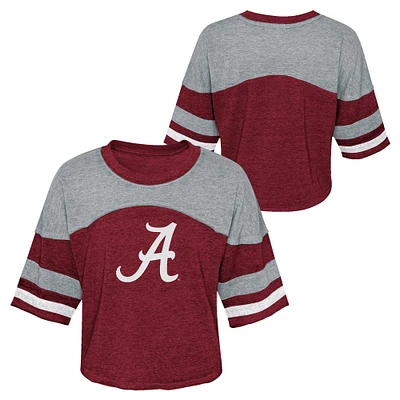 Girls Youth Crimson Alabama Tide Sunday Friday Sleeve Stripe Jersey T-Shirt