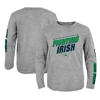 Youth Heather Gray Notre Dame Fighting Irish 2-Hit For My Team Long Sleeve T-Shirt