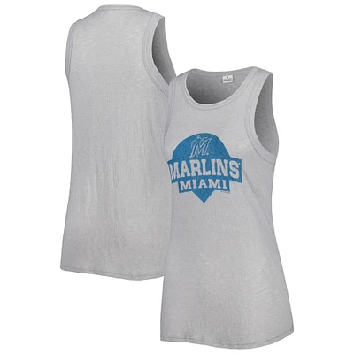 Women's Soft as a Grape Gray Miami Marlins Tri-Blend Tank Top