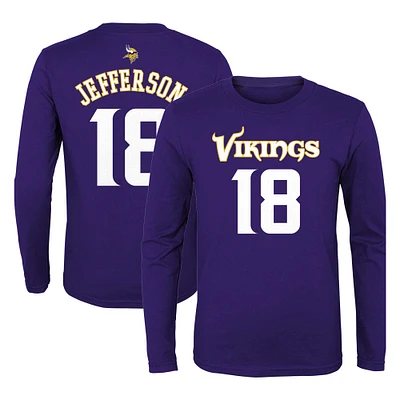 Youth Justin Jefferson Purple Minnesota Vikings Mainliner Player Name & Number Long Sleeve T-Shirt