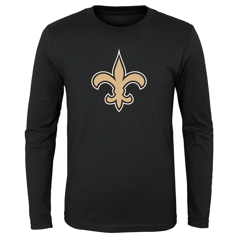 Youth Black New Orleans Saints Primary Logo Long Sleeve T-Shirt