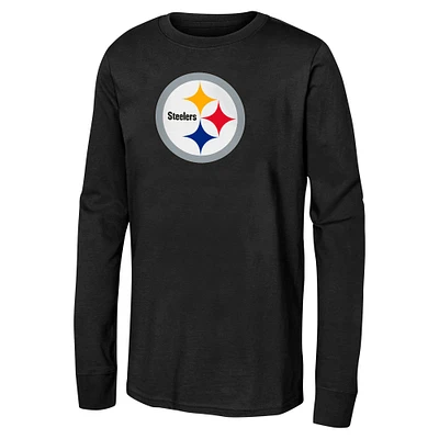 Youth Black Pittsburgh Steelers Primary Logo Long Sleeve T-Shirt