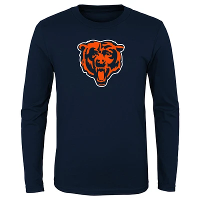 Preschool Navy Chicago Bears Primary Logo Long Sleeve T-Shirt