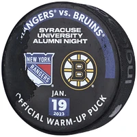 New York Rangers Practice-Used Puck Used During Warmups vs. Boston Bruins on January 19, 2023