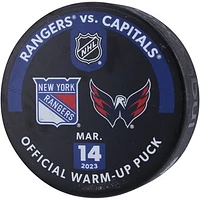 New York Rangers Practice-Used Puck Used During Warmups vs. Washington Capitals on March 14, 2023