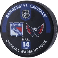 New York Rangers Practice-Used Puck Used During Warmups vs. Washington Capitals on March 14, 2023