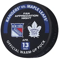 New York Rangers Practice-Used Puck Used During Warmups vs. Toronto Maple Leafs on April 13, 2023
