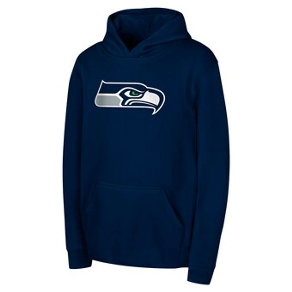 Youth College Navy Seattle Seahawks Team Logo Pullover Hoodie