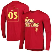 Men's adidas Red Real Salt Lake Jersey Hook AEROREADY Long Sleeve T-Shirt