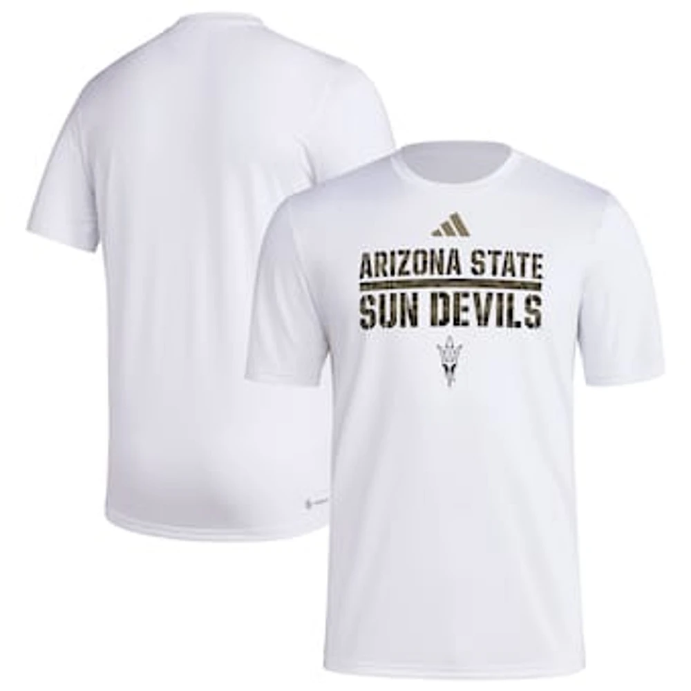 Men's adidas White Arizona State Sun Devils Military Appreciation Pregame AEROREADY T-Shirt