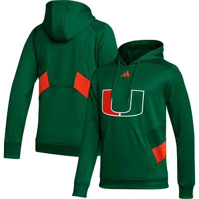 Men's adidas  Green Miami Hurricanes Travel AEROREADY Pullover Hoodie