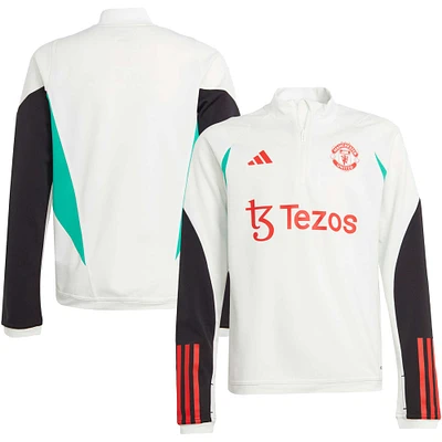 Youth adidas White Manchester United 2023/24 Training AEROREADY Quarter-Zip Top