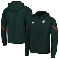 Men's adidas Green Manchester United Designed for Gameday Raglan Full-Zip Hoodie Jacket