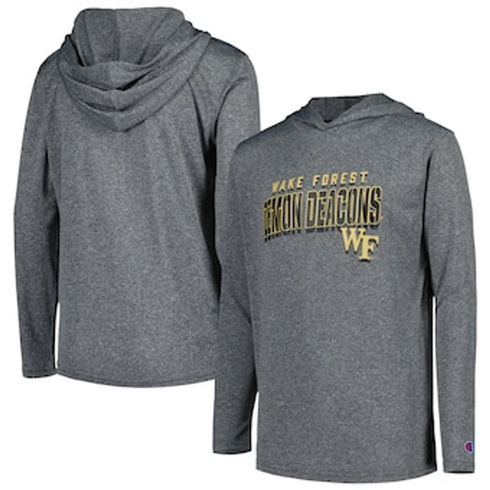 Youth Champion Heather Charcoal Wake Forest Demon Deacons Impact Hoodie Long Sleeve T-Shirt