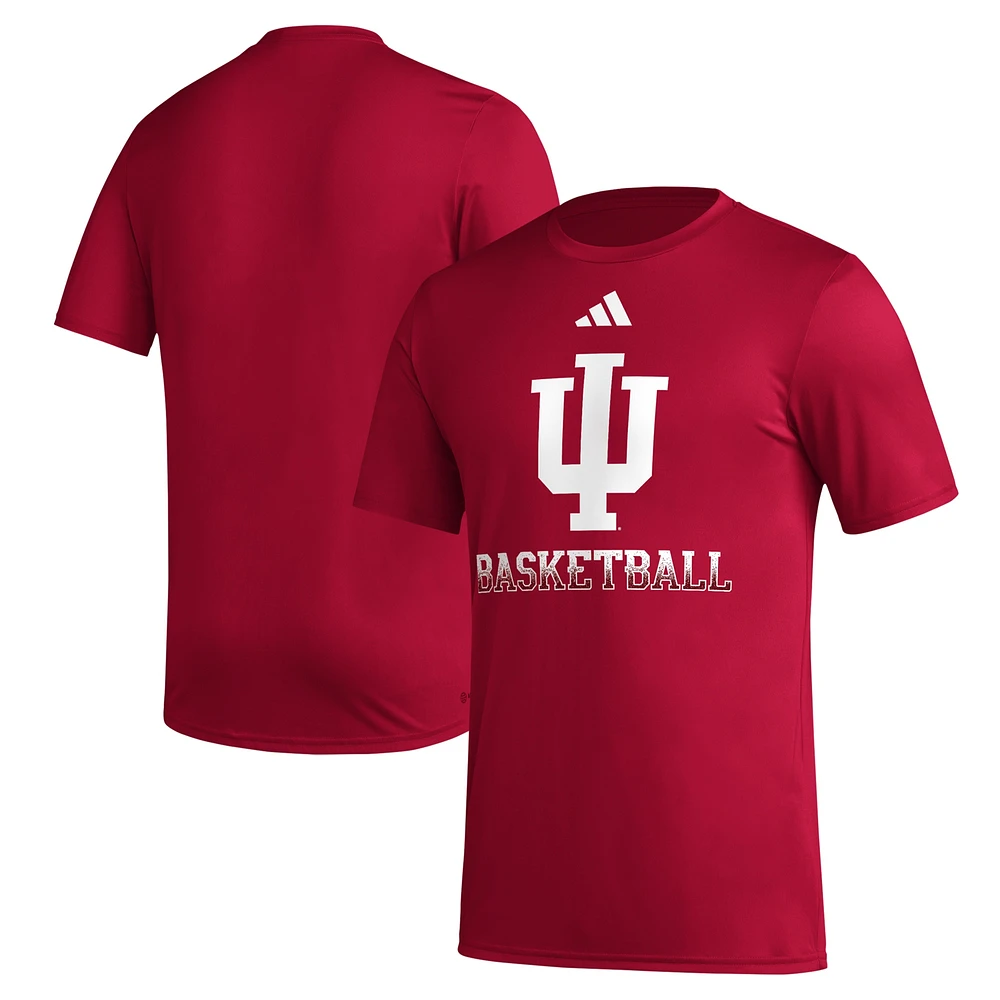 Men's adidas  Crimson Indiana Hoosiers Fadeaway Basketball Pregame AEROREADY T-Shirt