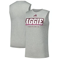 Men's adidas Heather Gray Texas A&M Aggies 2024 Sideline Football Practice Pregame Tank Top