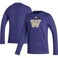 Men's adidas Washington Huskies Locker Logo Fresh Long Sleeve T-Shirt