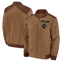 Men's Nike Brown New England Patriots Salute To Service Full-Zip Bomber Jacket