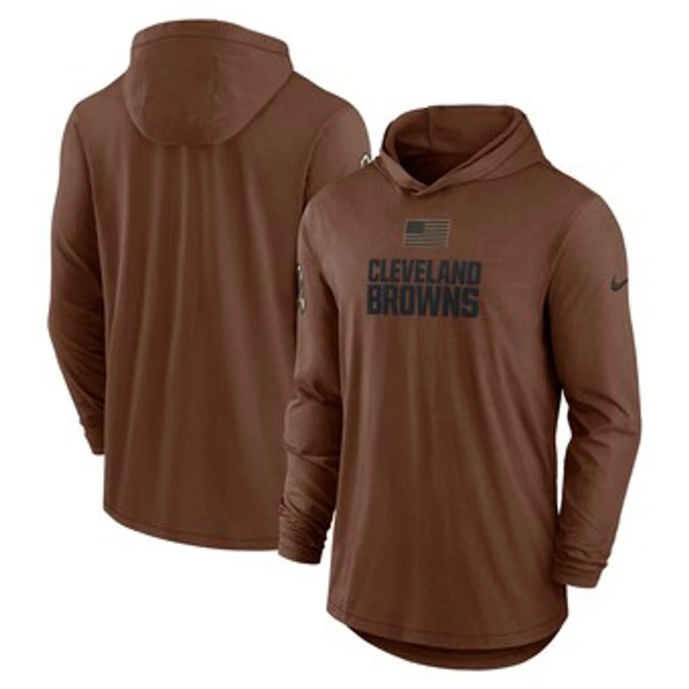 Men's Nike  Brown Cleveland Browns Salute To Service Lightweight Long Sleeve Hoodie T-Shirt