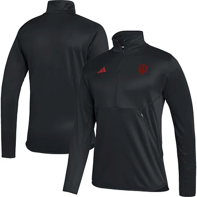 Men's adidas Black Indiana Hoosiers 2023 Sideline AEROREADY Half-Zip Top