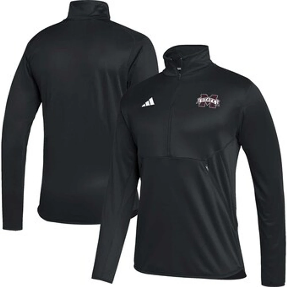 Men's adidas Black Mississippi State Bulldogs 2023 Sideline AEROREADY Half-Zip Top