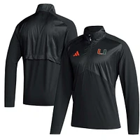 Men's adidas Miami Hurricanes Sideline AEROREADY Raglan Sleeve Quarter-Zip Jacket