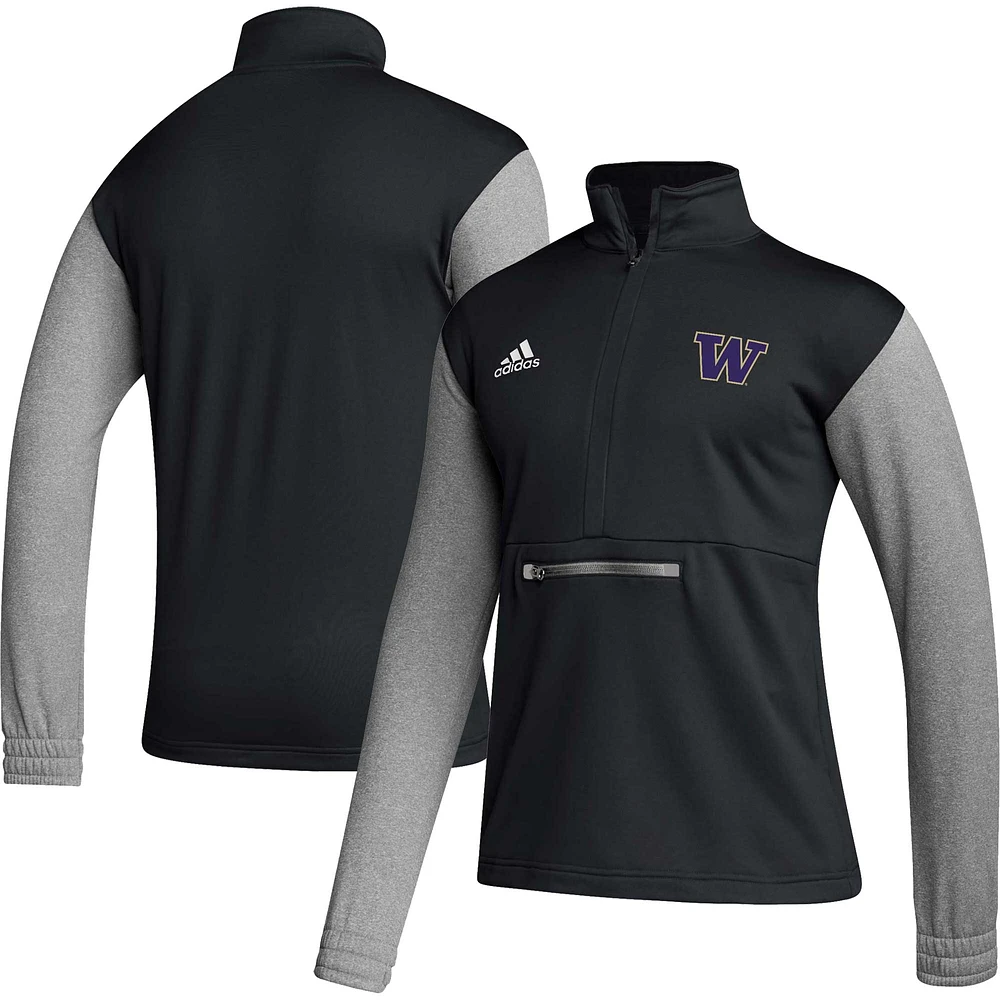 Men's adidas Black Washington Huskies Sideline AEROREADY Half-Zip Top